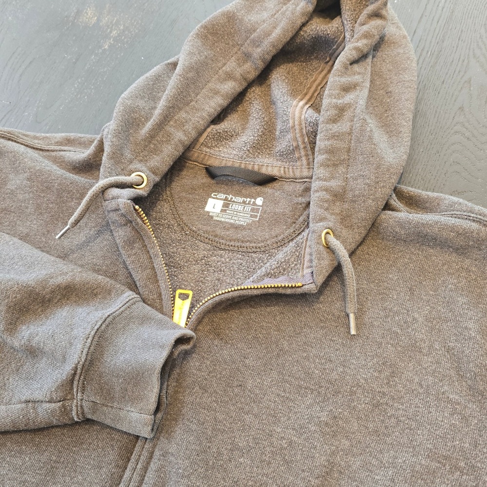 Carhartt Mens Loose Fit Midweight Full-Zip Hoodie Gray TS0122-M Size Large